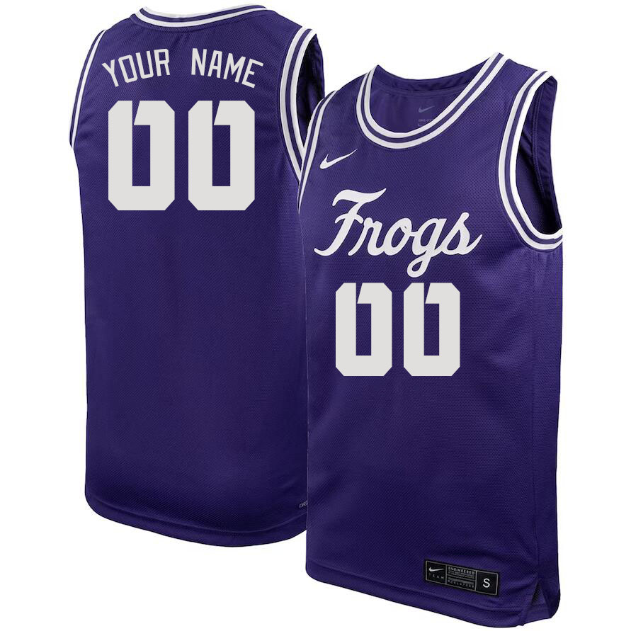 Custom TCU Horned Frogs Name And Number College Basketball Jersey Stitched-Purple - Click Image to Close